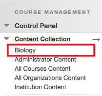 Course Control Panel with Course ID Highlighted