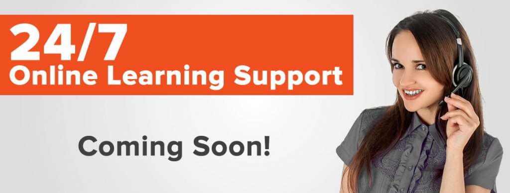 Advertisement announcing the launch of 24/7 Online Learning Support.
