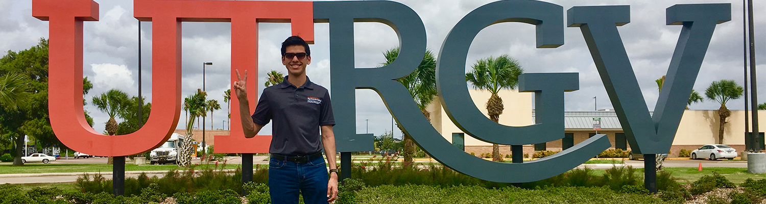 Eric in front of the UTRGV Sign